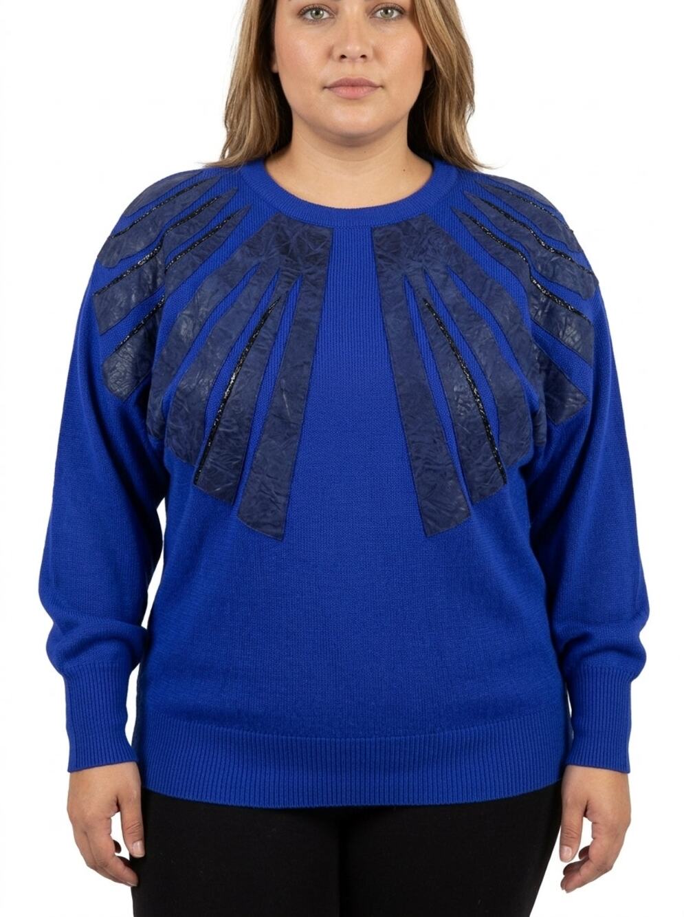 Rochelle California Method Blue Geometric Sweater Women Size 1X